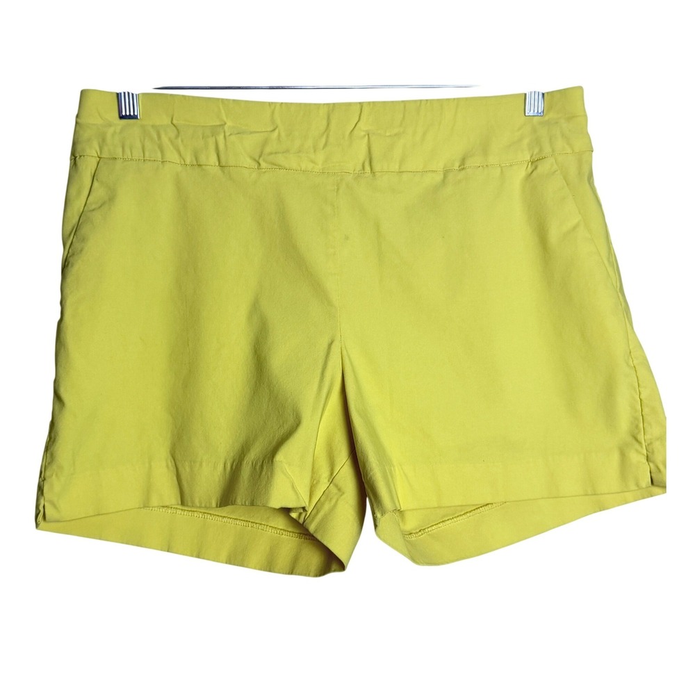 New York & Company Shorts Women XL Yellow Casual Stretch Pull-On Vacation Beach